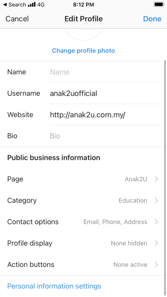Cara untuk kemaskini maklumat Instagram