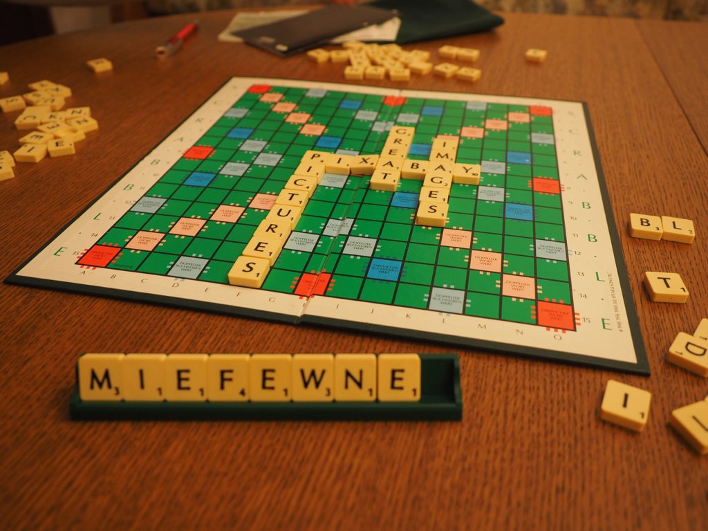 scrabble, play, board game